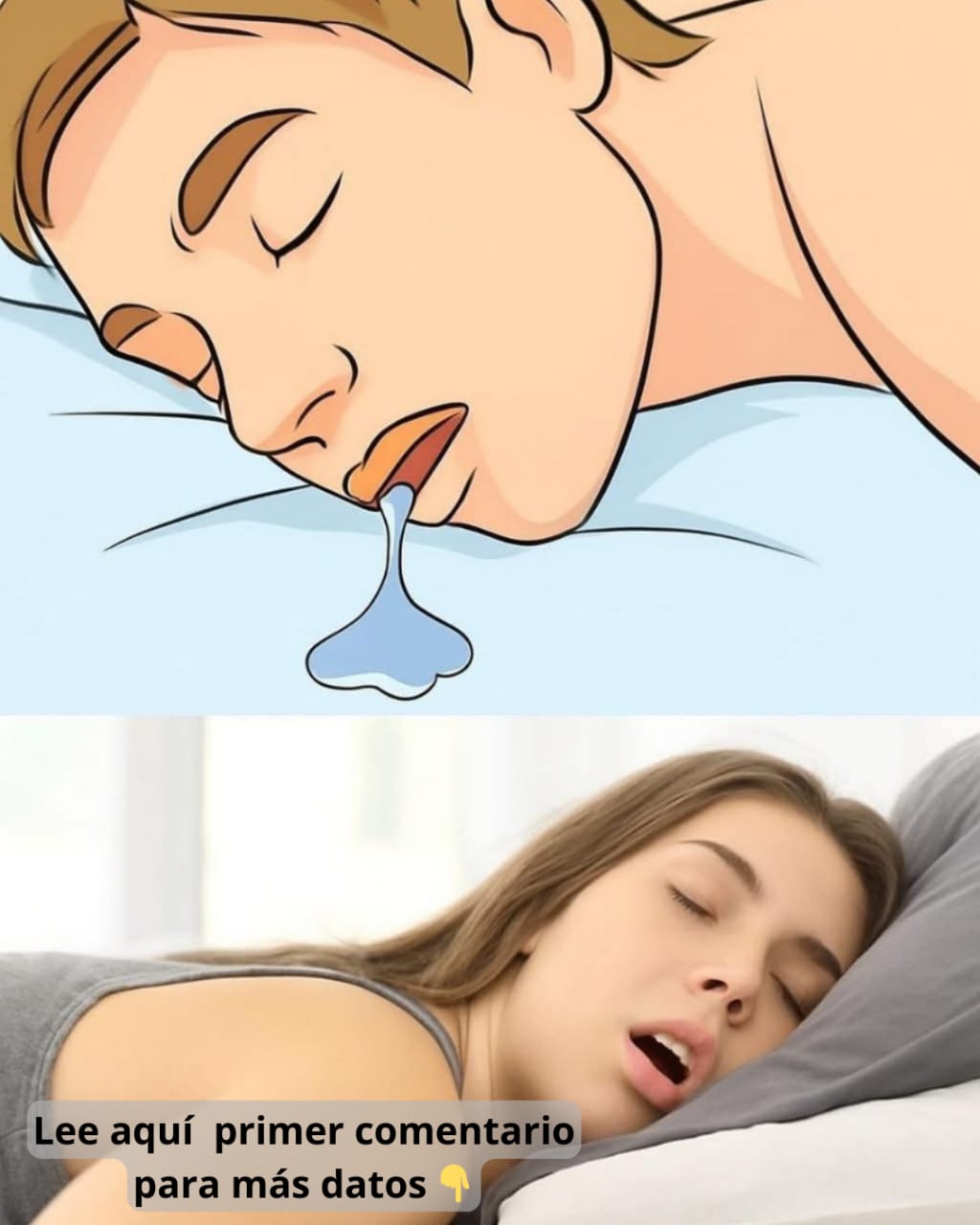 Ilustración de una persona durmiendo babeando