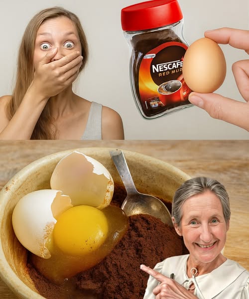 Mezcla de huevos y café