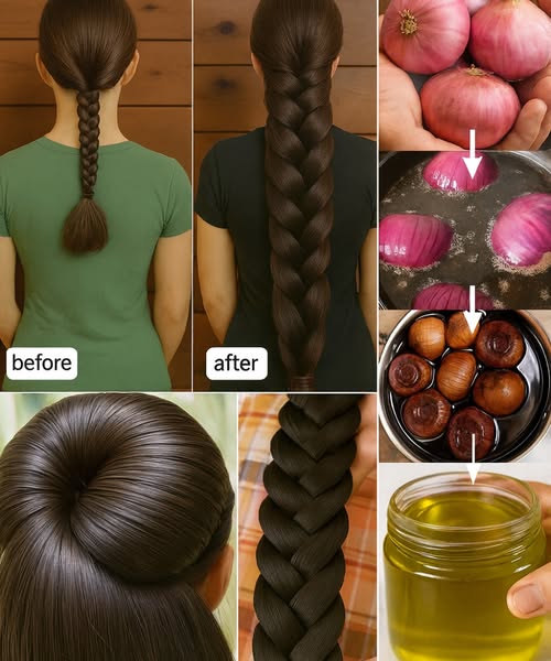 Antes y Después del Cuidado del Cabello con Cebolla