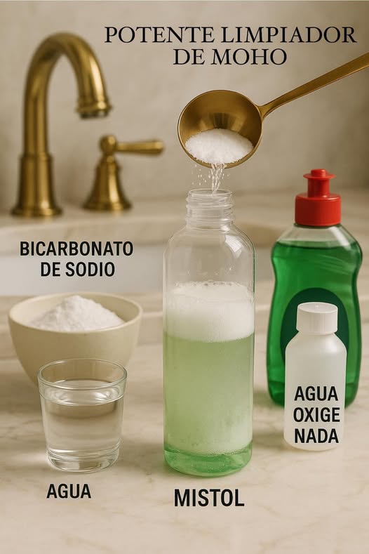 Ingredientes para un potente limpiador de moho