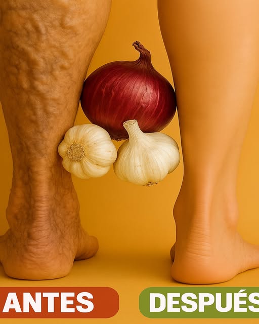 Piernas antes y después de usar ajo y cebolla