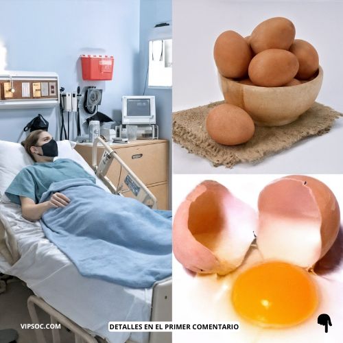 Huevos y una persona en una cama de hospital