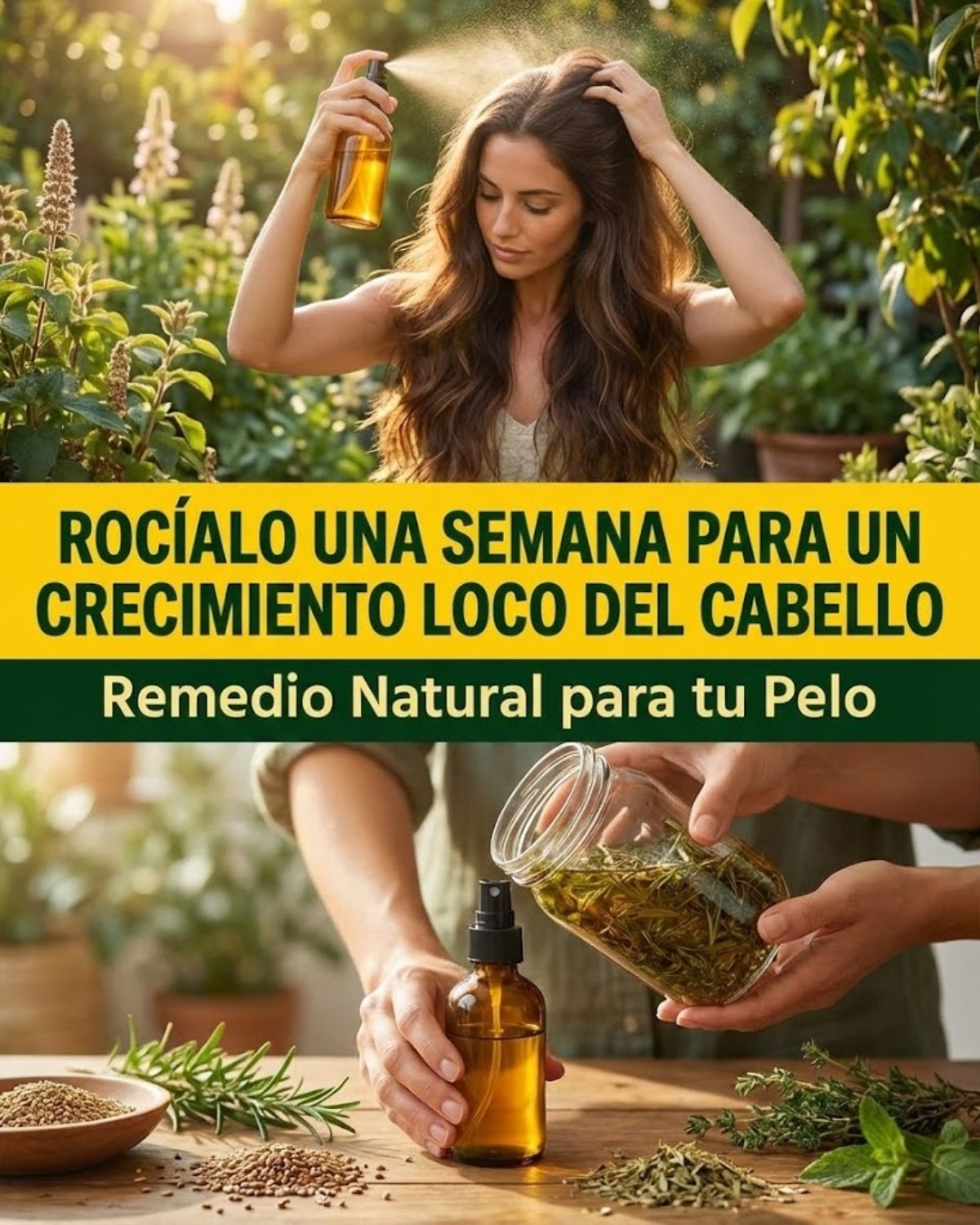 Remedio natural para el crecimiento del cabello con romero y aceite